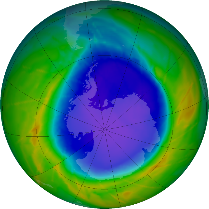 Antarctic ozone map for 11 October 2010